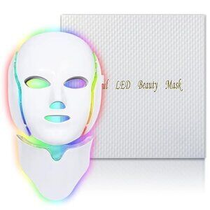 Red Light Therapy - LED Beauty Mask w/ Neck Extension - 7 LED Colors - NWT